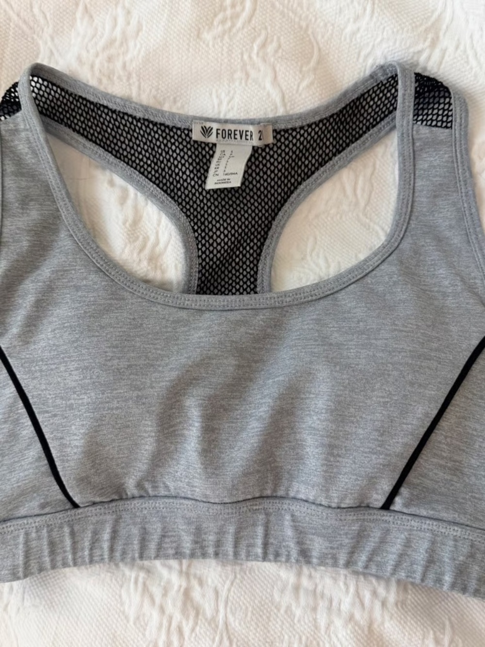 Forever 21 Grey Mesh Racerback Sports Bra